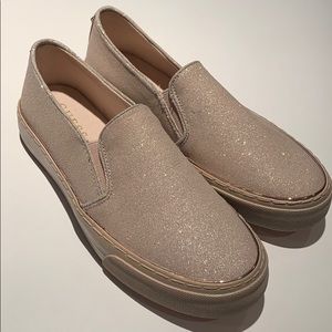 BRAND NEW GUESS glitter slip on shoes
